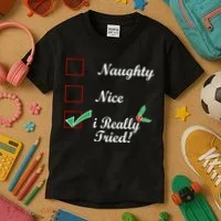 Naughty Nice I Really Tried Checklist Kids T-Shirt thumb 3