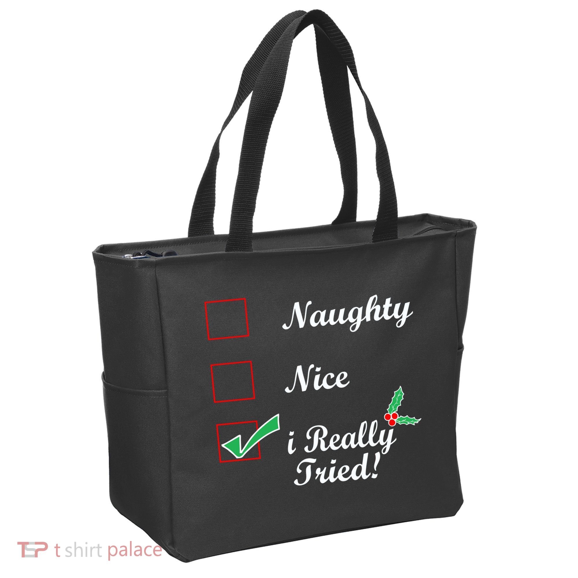 Naughty Nice I Really Tried Checklist Tote Bag