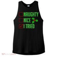Naughty Nice I Tried Christmas Ladies PosiCharge Tri-Blend Wicking Tank thumb 0