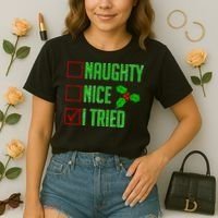 Naughty Nice I Tried Christmas Comfort Colors Boxy T-Shirt thumb 2