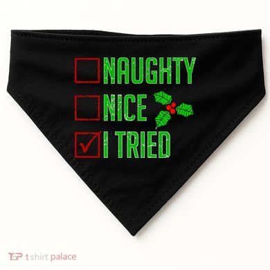Naughty Nice I Tried Christmas USA-Made Doggie Bandana