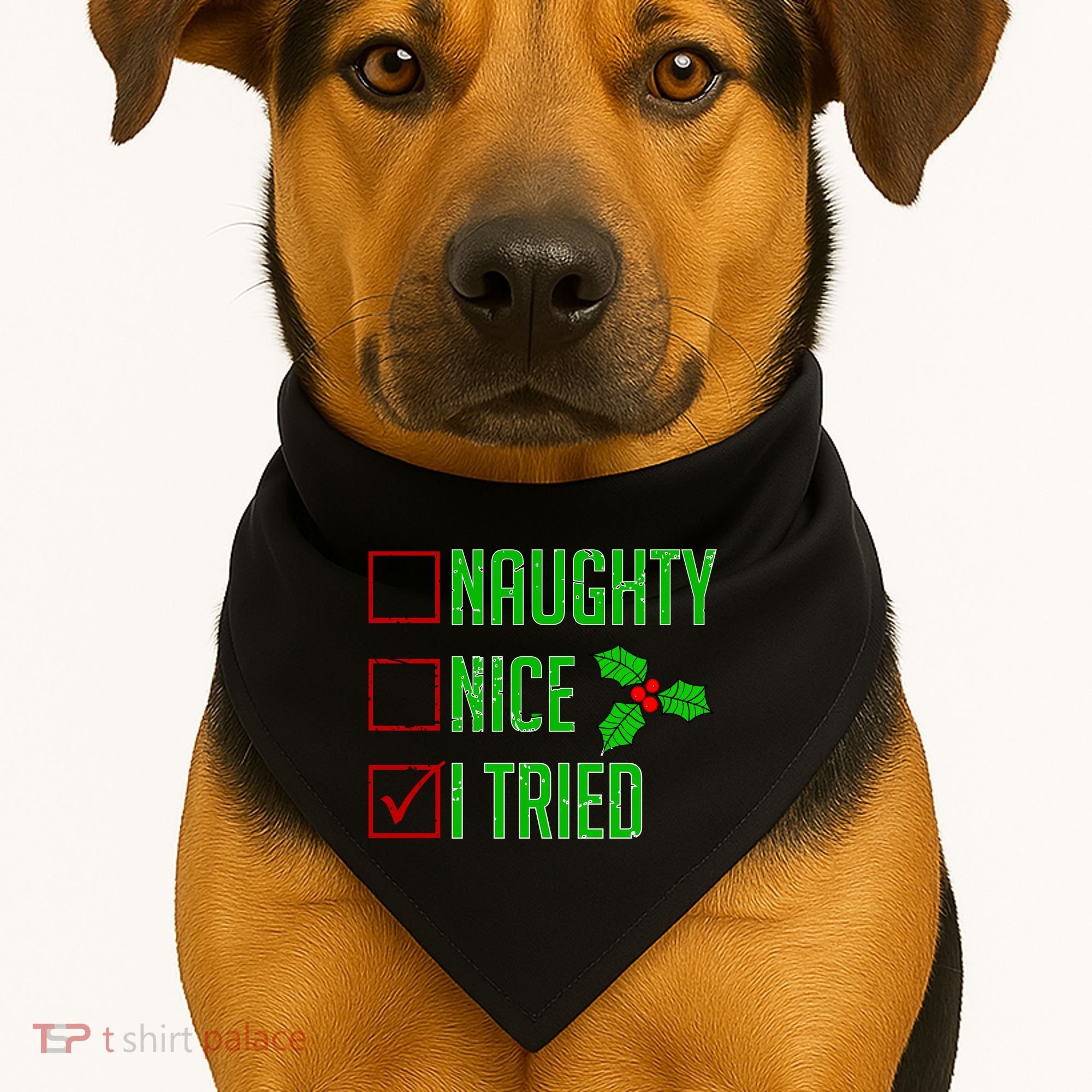 Naughty Nice I Tried Christmas USA-Made Doggie Bandana