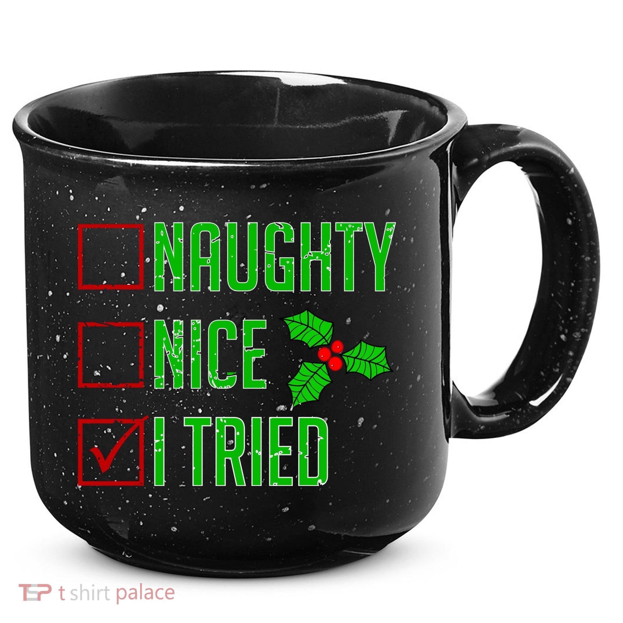 Naughty Nice I Tried Christmas 15oz Campfire Ceramic Mug