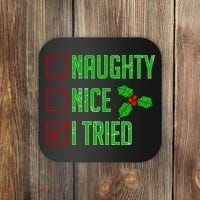 Naughty Nice I Tried Christmas Coaster thumb 0
