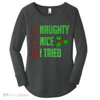 Naughty Nice I Tried Christmas Women's Perfect Tri Tunic Long Sleeve Shirt thumb 0