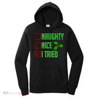 Naughty Nice I Tried Christmas Women's Hoodie thumb 0