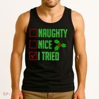 Naughty Nice I Tried Christmas Tank Top thumb 3