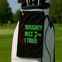 Naughty Nice I Tried Christmas Golf Towel thumb 2