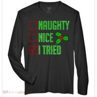 Naughty Nice I Tried Christmas Zone Performance Long-Sleeve T-Shirt thumb 0
