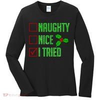 Naughty Nice I Tried Christmas Women's Long Sleeve Shirt thumb 0