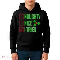 Naughty Nice I Tried Christmas Kids Hoodie thumb 4
