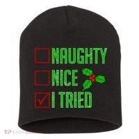 Naughty Nice I Tried Christmas Short Acrylic Beanie thumb 0