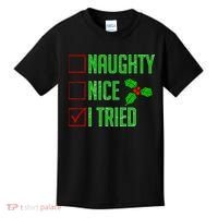 Naughty Nice I Tried Christmas Kids T-Shirt thumb 0
