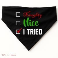 Naughty Nice I Tried Funny Xmas USA-Made Doggie Bandana thumb 0