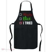 Naughty Nice I Tried Funny Xmas Apron thumb 0