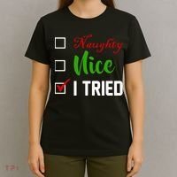 Naughty Nice I Tried Funny Xmas T-Shirt thumb 4