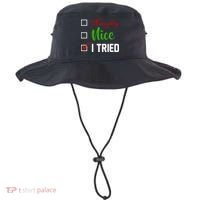 Naughty Nice I Tried Funny Xmas Bucket Hat thumb 0
