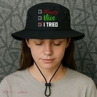 Naughty Nice I Tried Funny Xmas Bucket Hat thumb 3