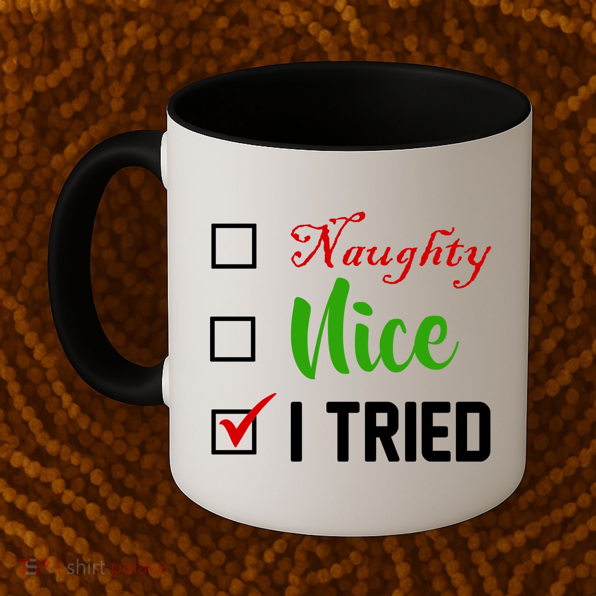 Naughty Nice I Tried Funny Xmas Coffee Mug
