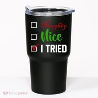 Naughty Nice I Tried Funny Xmas Tumbler thumb 0