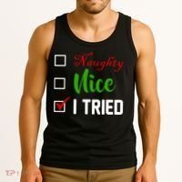 Naughty Nice I Tried Funny Xmas Tank Top thumb 3