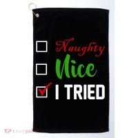 Naughty Nice I Tried Funny Xmas Golf Towel thumb 0