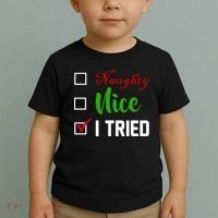 Naughty Nice I Tried Funny Xmas Toddler T-Shirt thumb 2