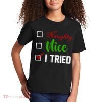 Naughty Nice I Tried Funny Xmas Kids T-Shirt thumb 2