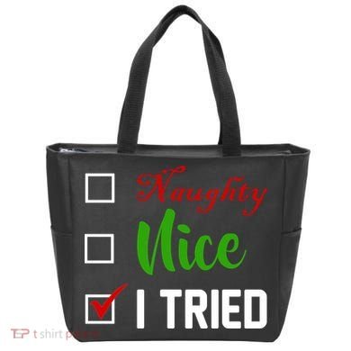Naughty Nice I Tried Funny Xmas Tote Bag