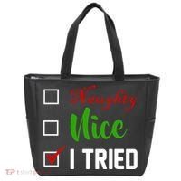 Naughty Nice I Tried Funny Xmas Tote Bag thumb 0