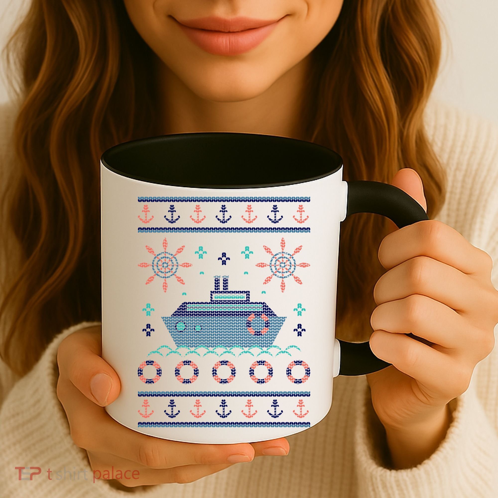 Nautical Ship Boat Ugly Christmas Sweater Coffee Mug