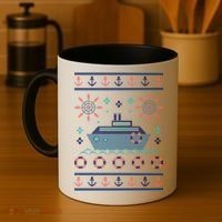 Nautical Ship Boat Ugly Christmas Sweater Coffee Mug thumb 4