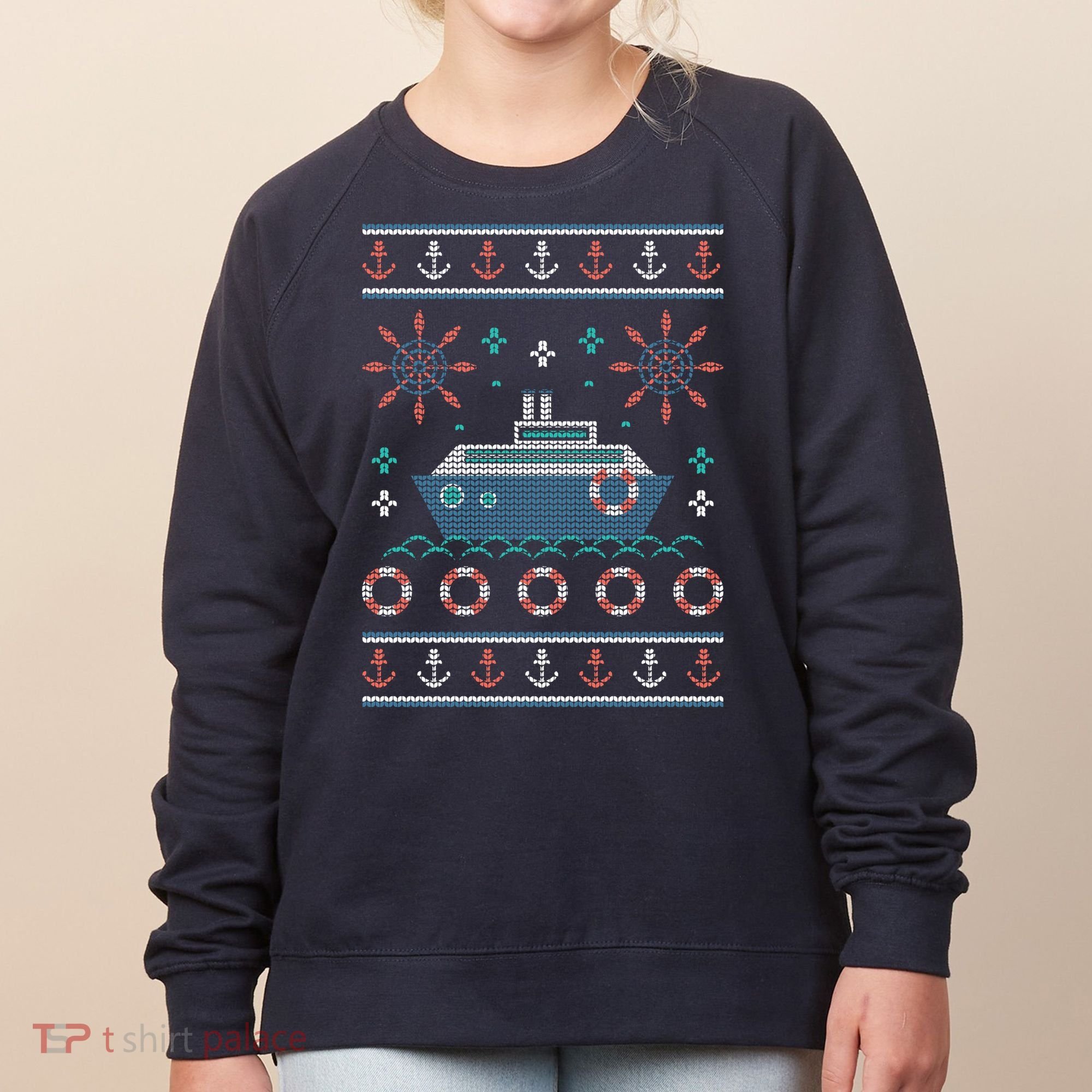 Nautical Ship Boat Ugly Christmas Sweater Women's Sweatshirt