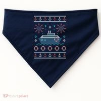 Nautical Ship Boat Ugly Christmas Sweater USA-Made Doggie Bandana thumb 0
