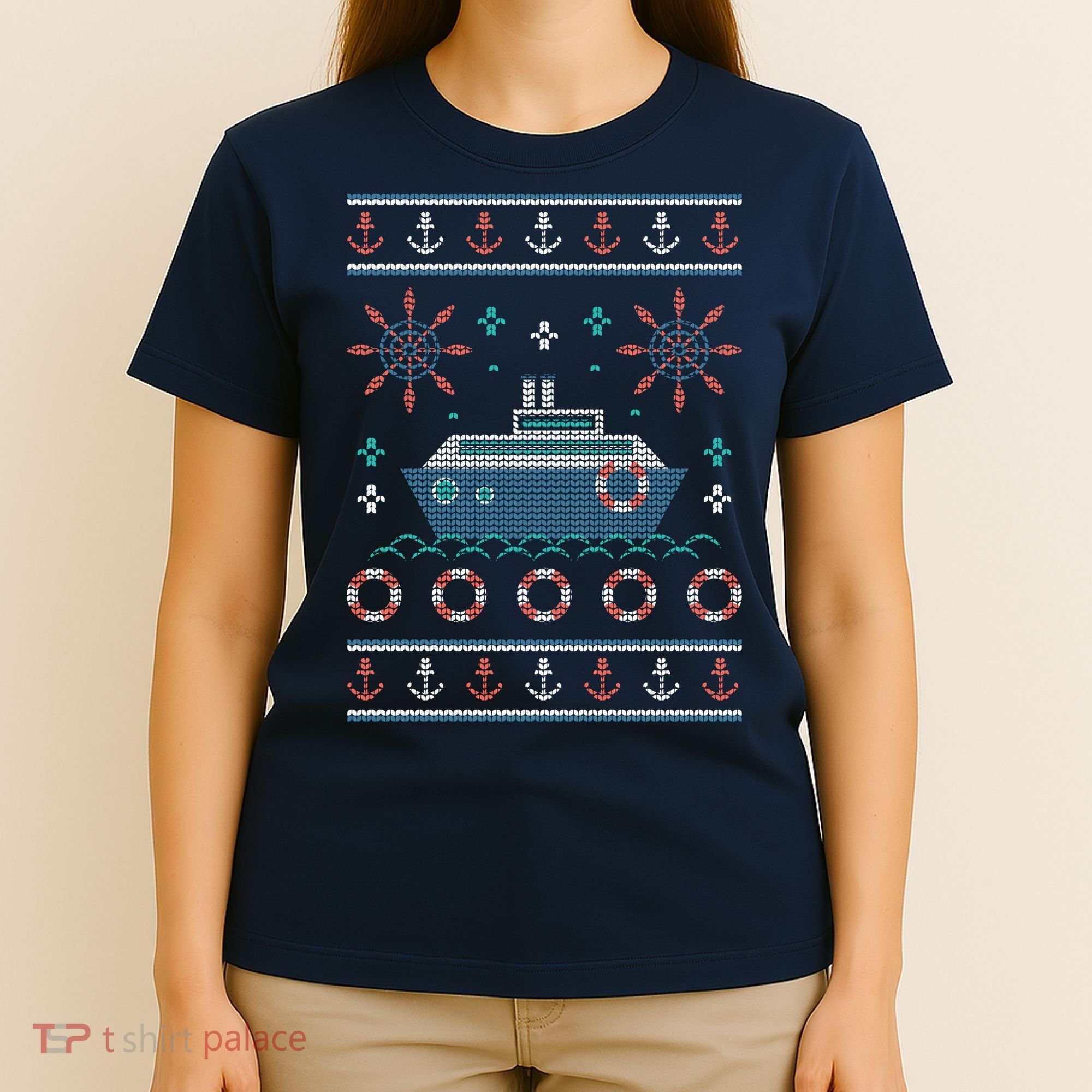 Nautical Ship Boat Ugly Christmas Sweater T-Shirt