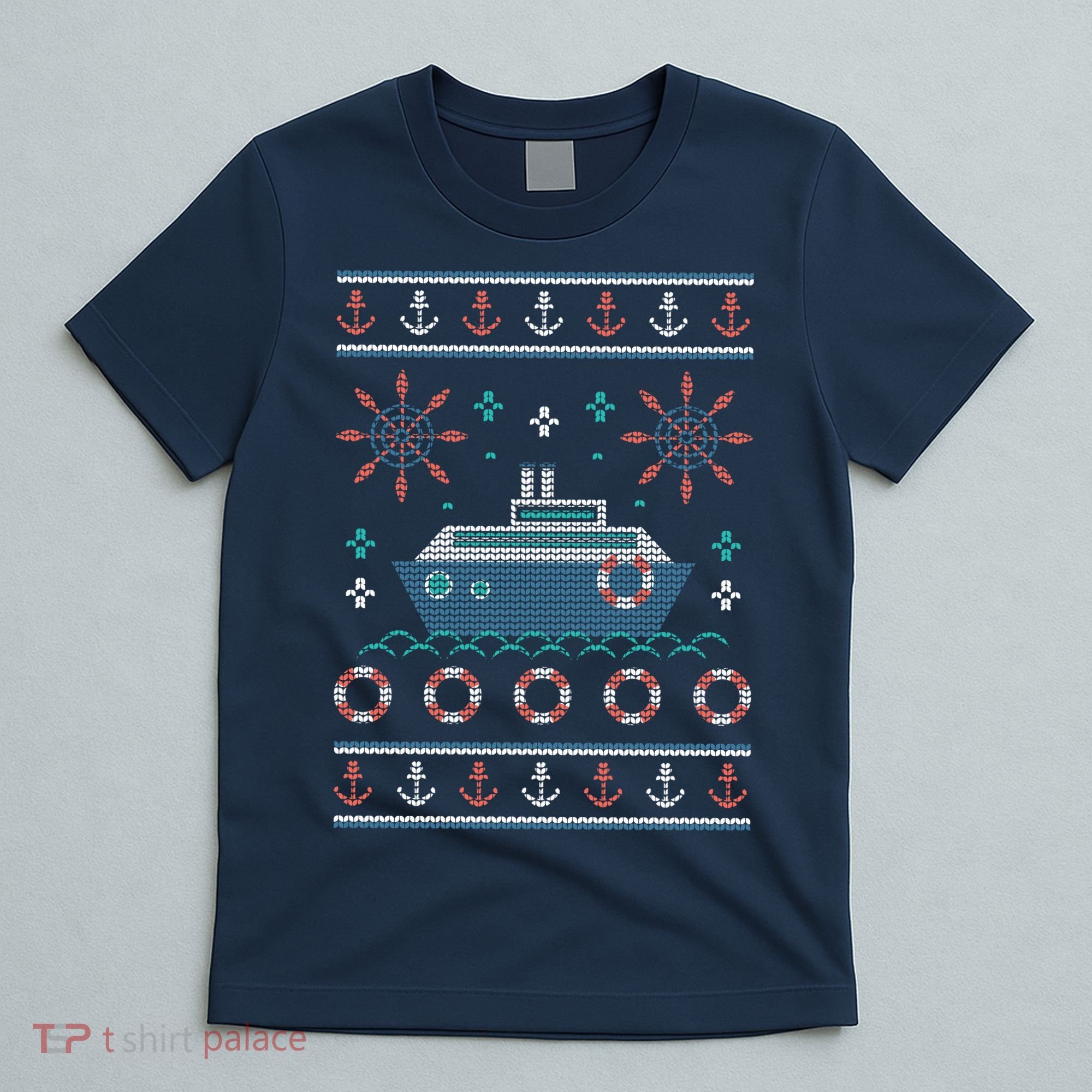 Nautical Ship Boat Ugly Christmas Sweater T-Shirt