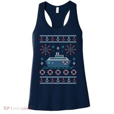 Nautical Ship Boat Ugly Christmas Sweater Women's Tank Top