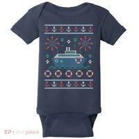 Nautical Ship Boat Ugly Christmas Sweater Baby Bodysuit thumb 0