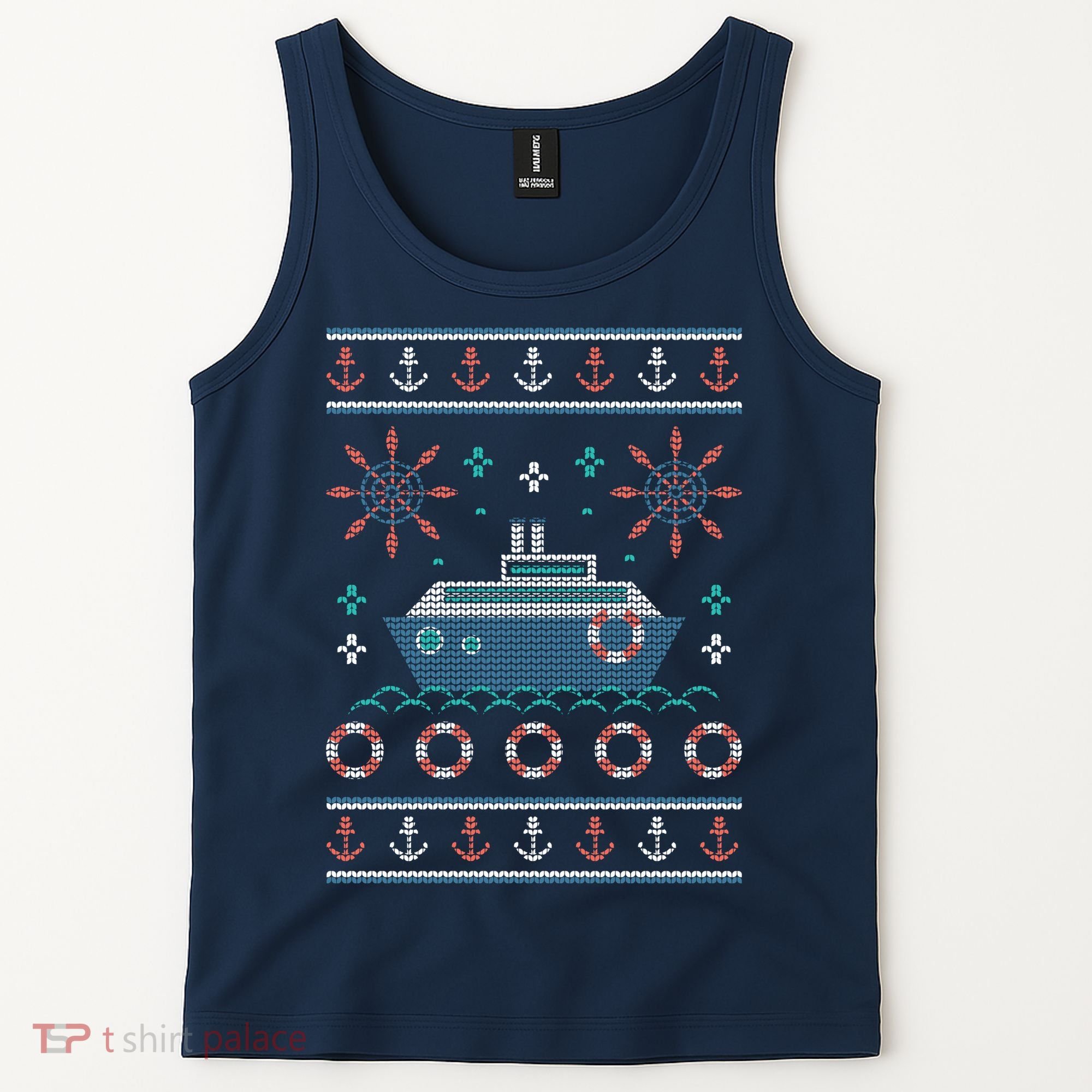 Nautical Ship Boat Ugly Christmas Sweater Tank Top