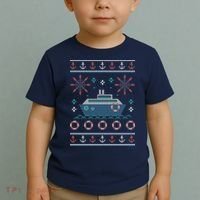 Nautical Ship Boat Ugly Christmas Sweater Toddler T-Shirt thumb 2