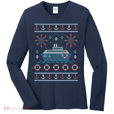 Nautical Ship Boat Ugly Christmas Sweater Women's Long Sleeve Shirt