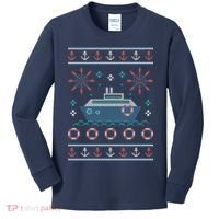 Nautical Ship Boat Ugly Christmas Sweater Kids Long Sleeve Shirt thumb 0
