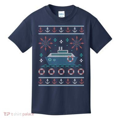 Nautical Ship Boat Ugly Christmas Sweater Kids T-Shirt
