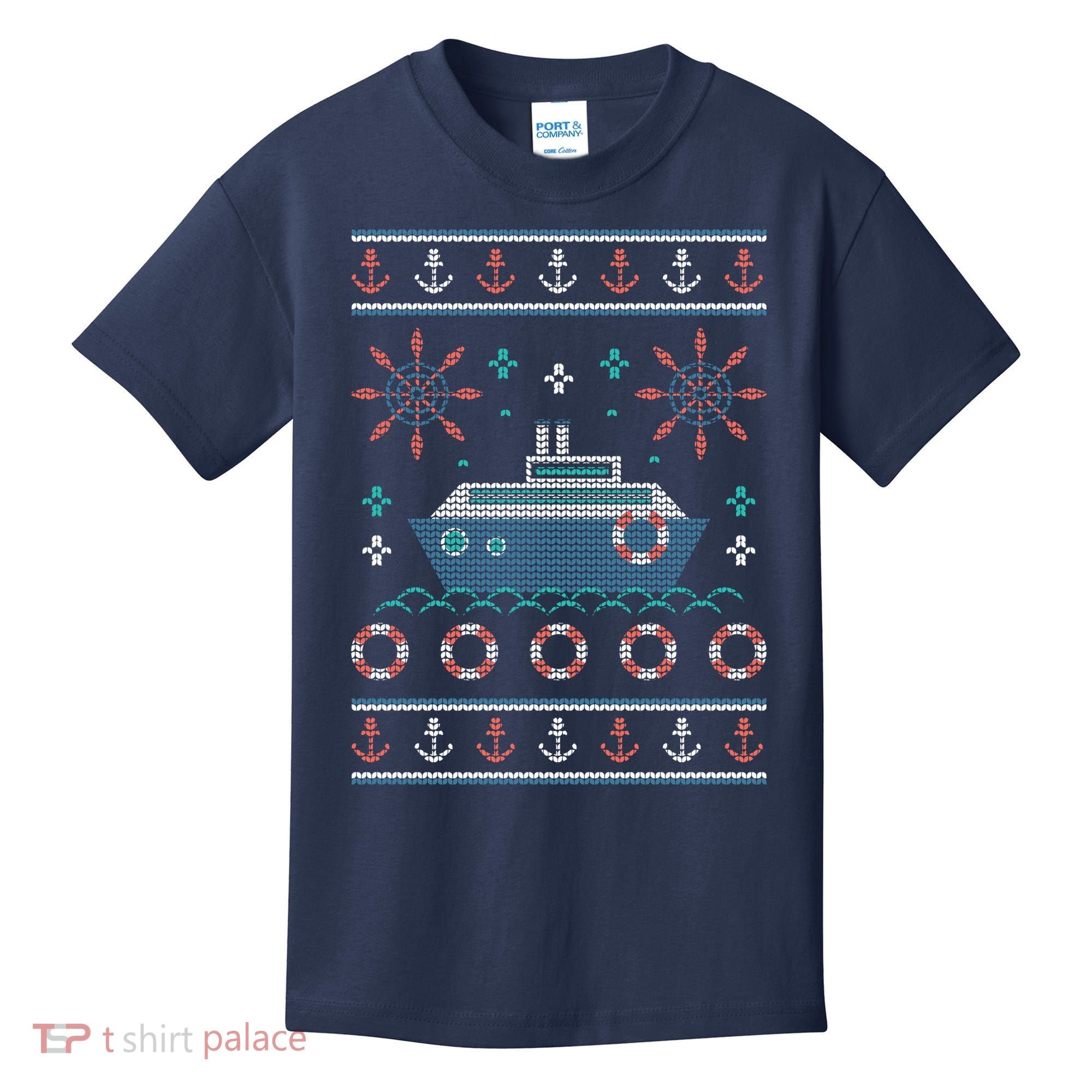 Nautical Ship Boat Ugly Christmas Sweater Kids T-Shirt