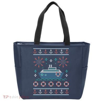 Nautical Ship Boat Ugly Christmas Sweater Tote Bag
