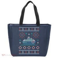 Nautical Ship Boat Ugly Christmas Sweater Tote Bag thumb 0