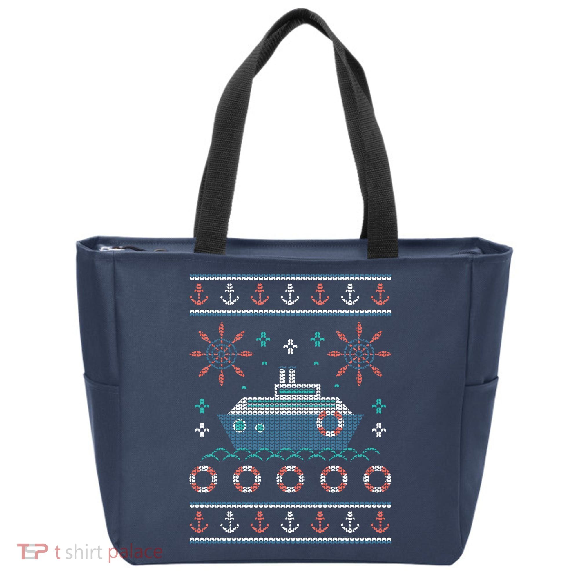 Nautical Ship Boat Ugly Christmas Sweater Tote Bag