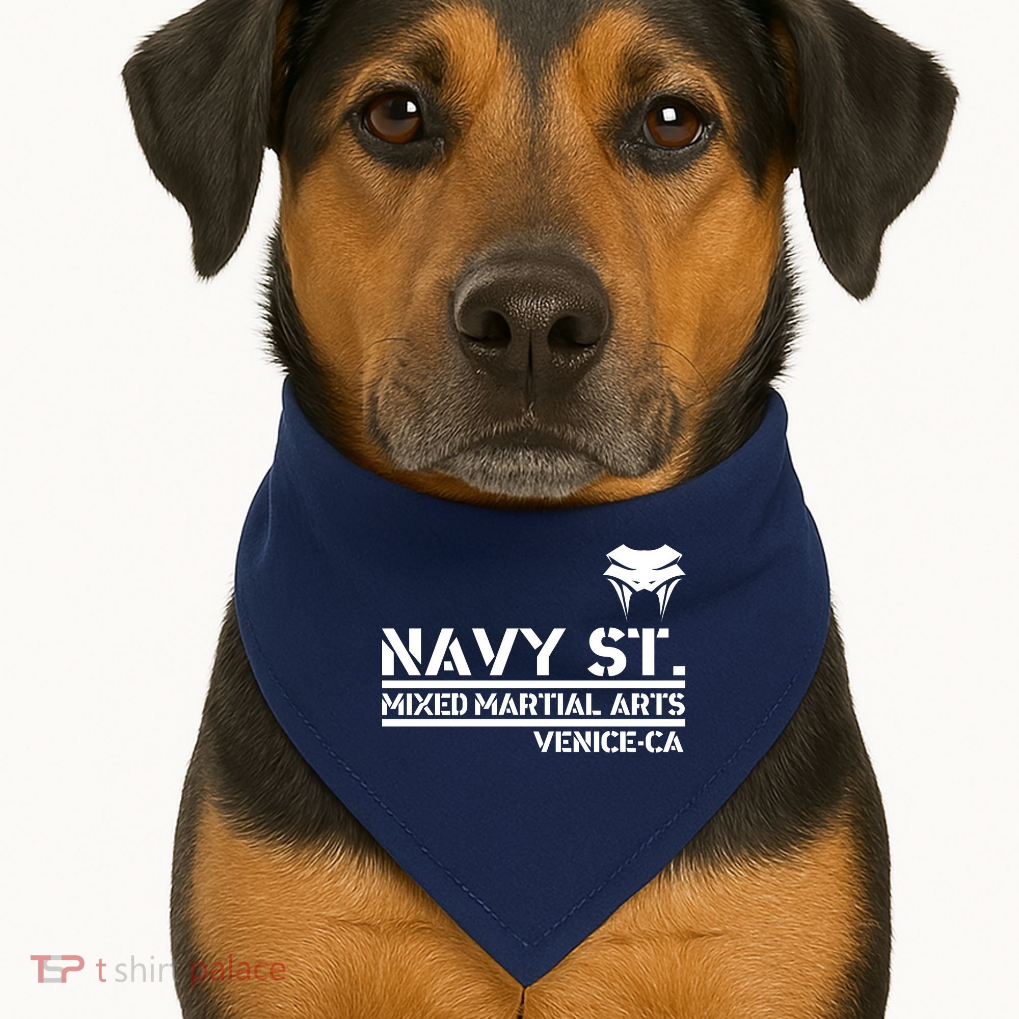 Navy St Mix Martial Arts Venice California Snake Logo USA-Made Doggie Bandana