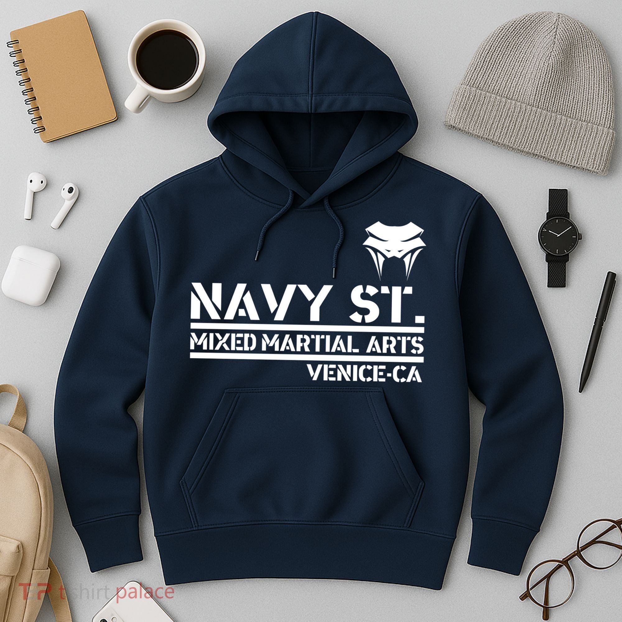 Navy St Mix Martial Arts Venice California Snake Logo Hoodie