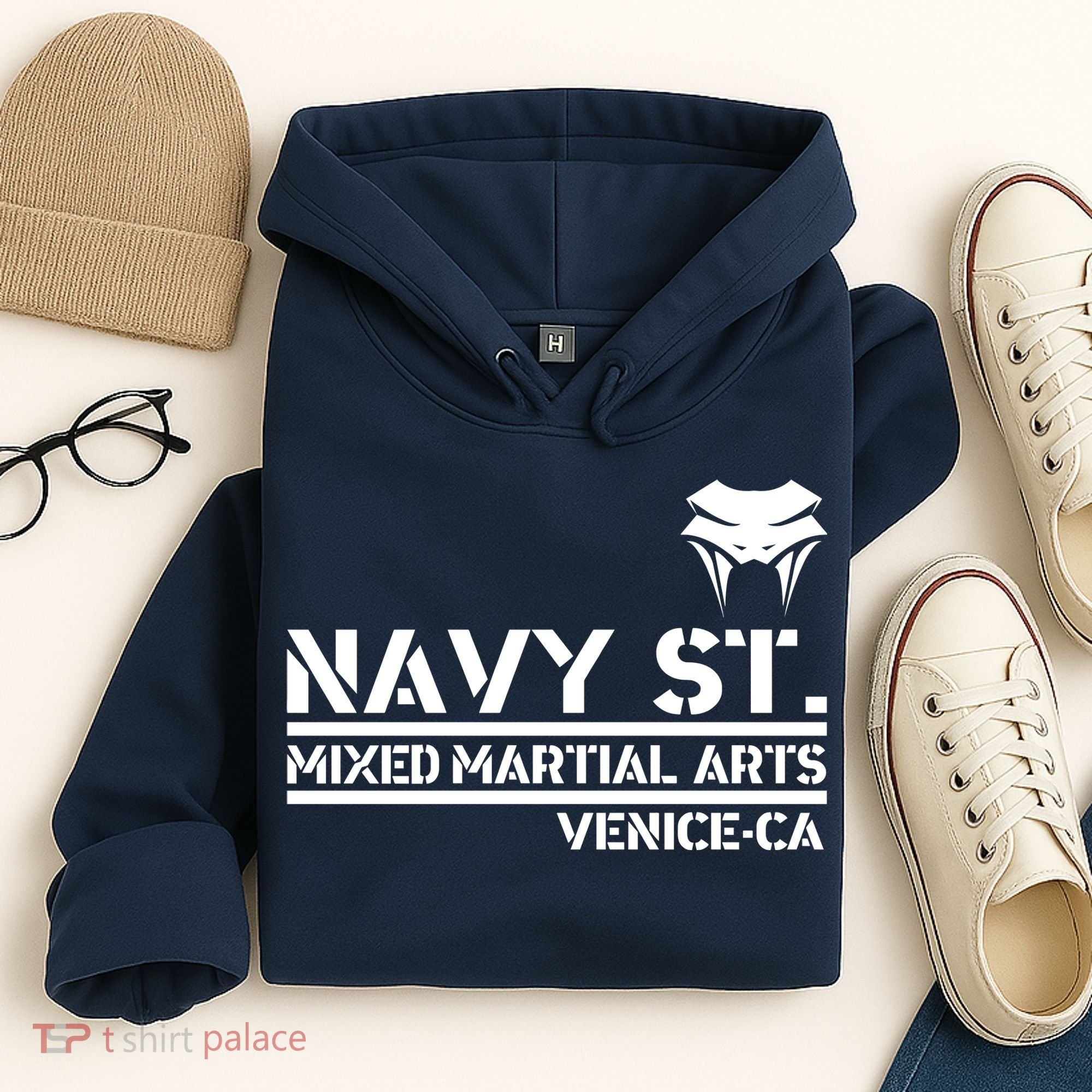 Navy St Mix Martial Arts Venice California Snake Logo Hoodie